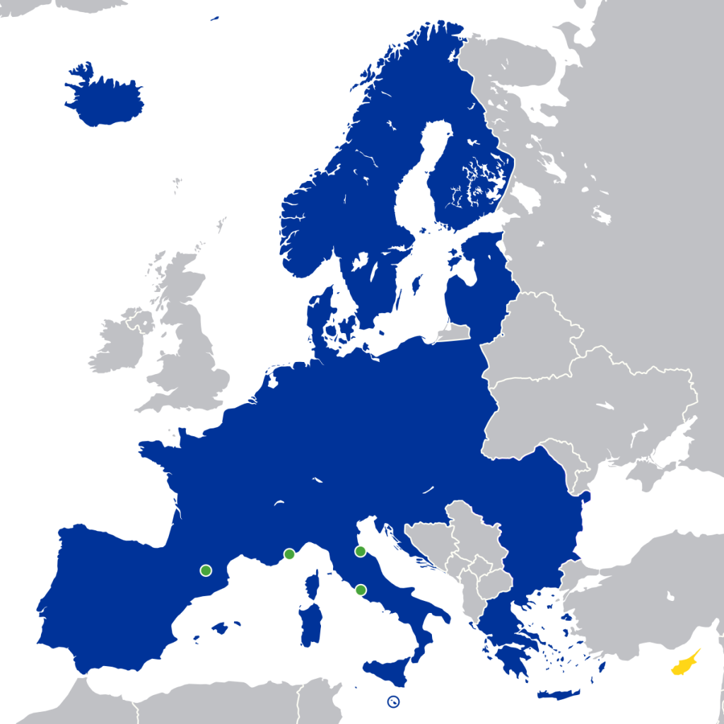 Map of the Schengen Area